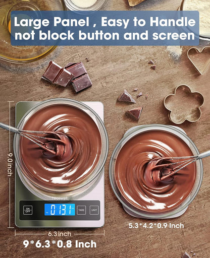 Food Scale, 22Lb Digital Kitchen Scale Weight Grams and Oz for Cooking Baking, 1G/0.1Oz Precise Graduation, Stainless Steel and Tempered Glass (Ash Silver)
